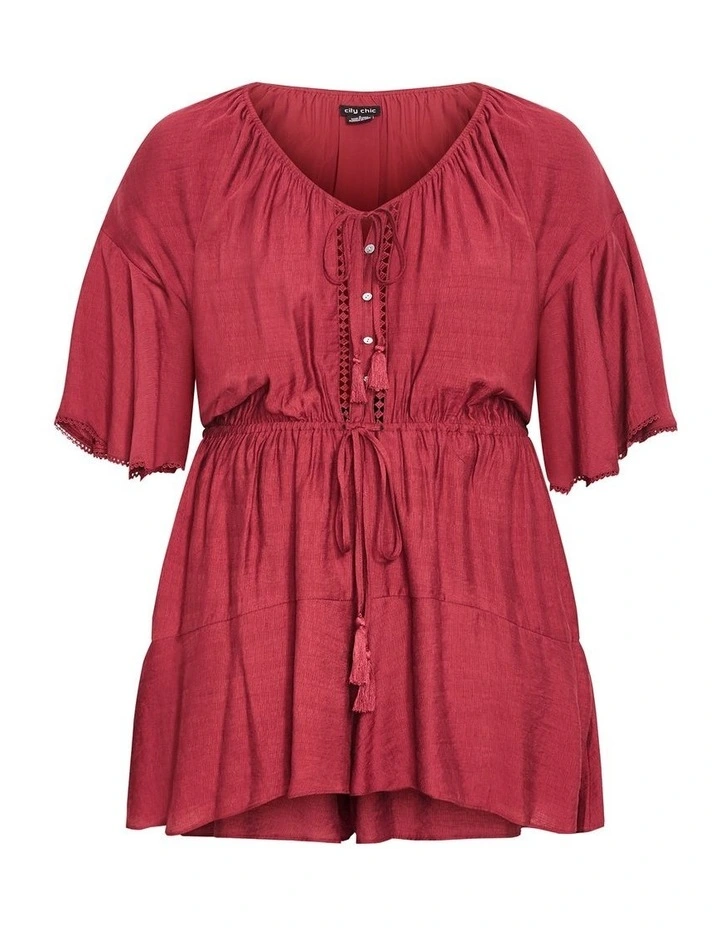 Harlow Lace Playsuit in Red image 3