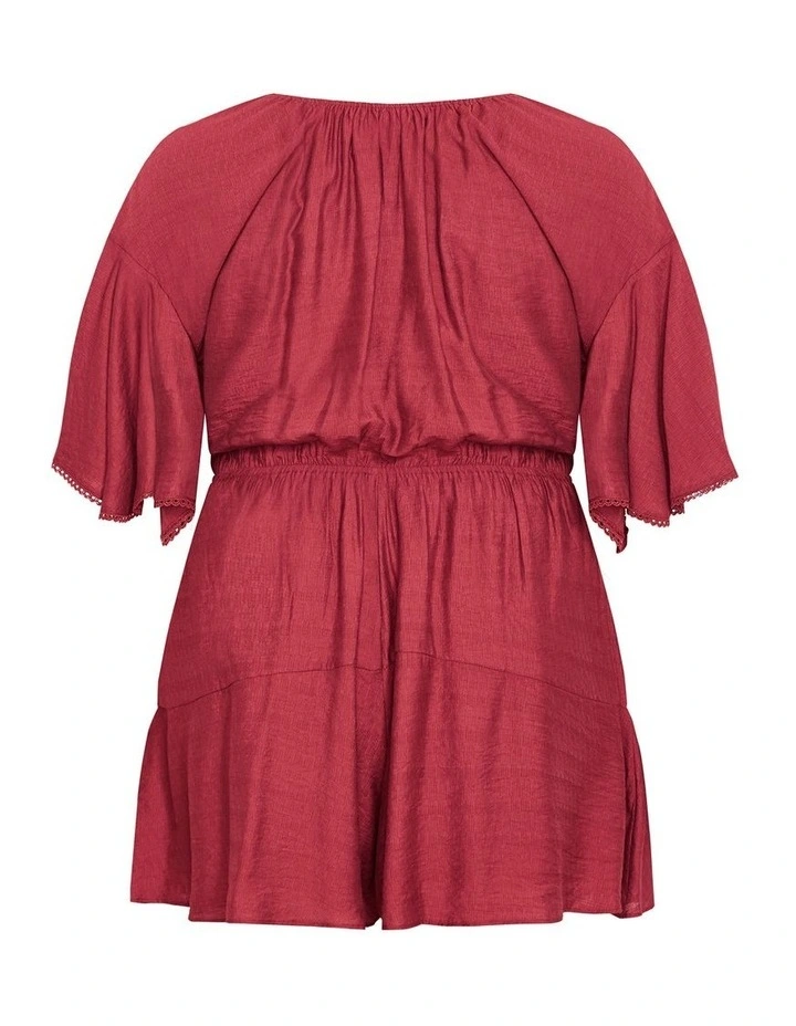 Harlow Lace Playsuit in Red image 4