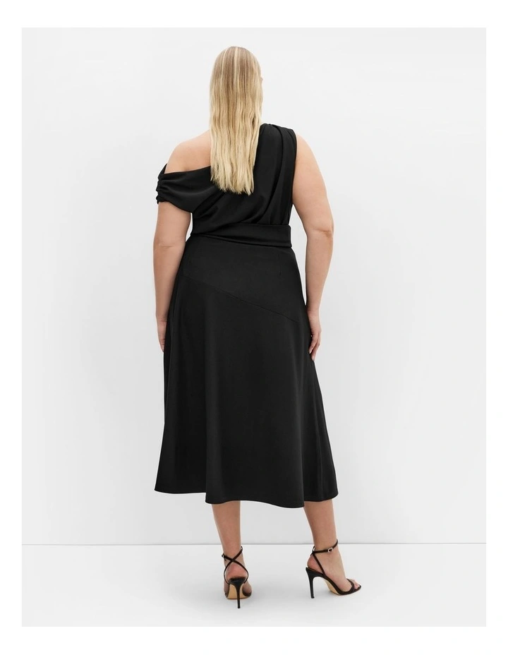Kate Off Shoulder Midi Dress in Black image 2