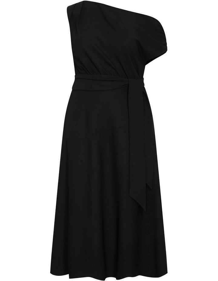 Kate Off Shoulder Midi Dress in Black image 3