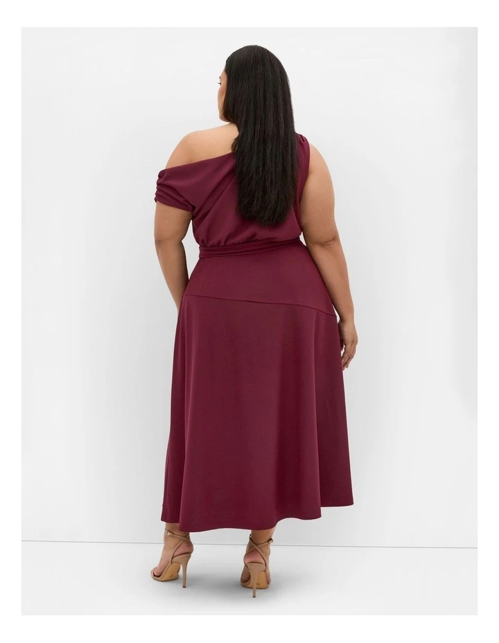 Kate Off Shoulder Midi Dress in Dark Cherry image 2