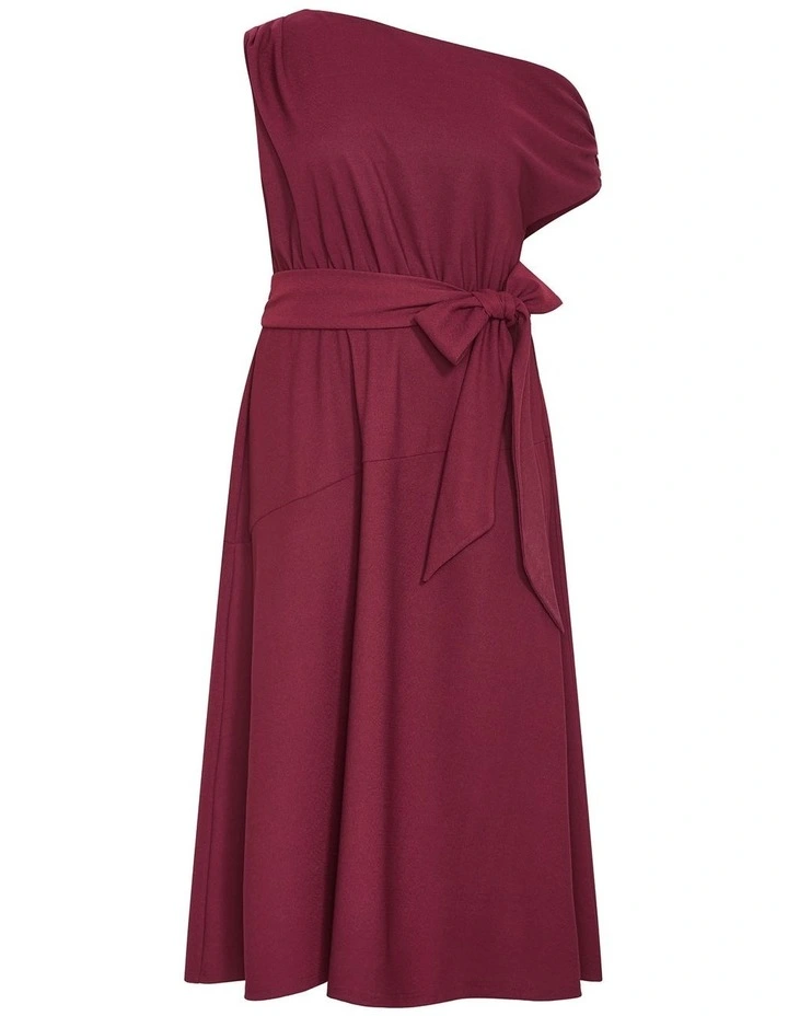 Kate Off Shoulder Midi Dress in Dark Cherry image 3