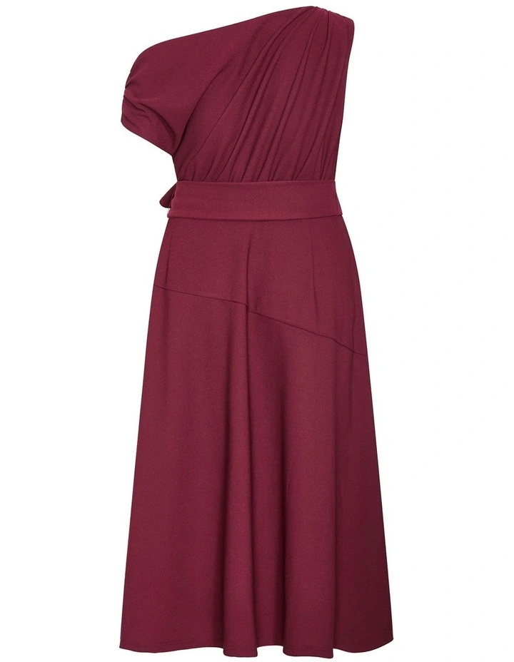 Kate Off Shoulder Midi Dress in Dark Cherry image 4