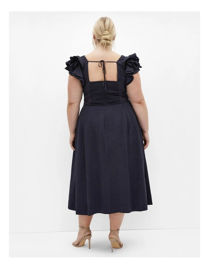 Carla Ruffle Midi Dress in Navy image 2