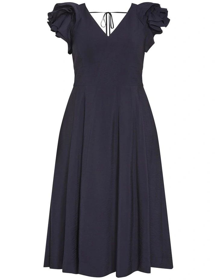 Carla Ruffle Midi Dress in Navy image 3