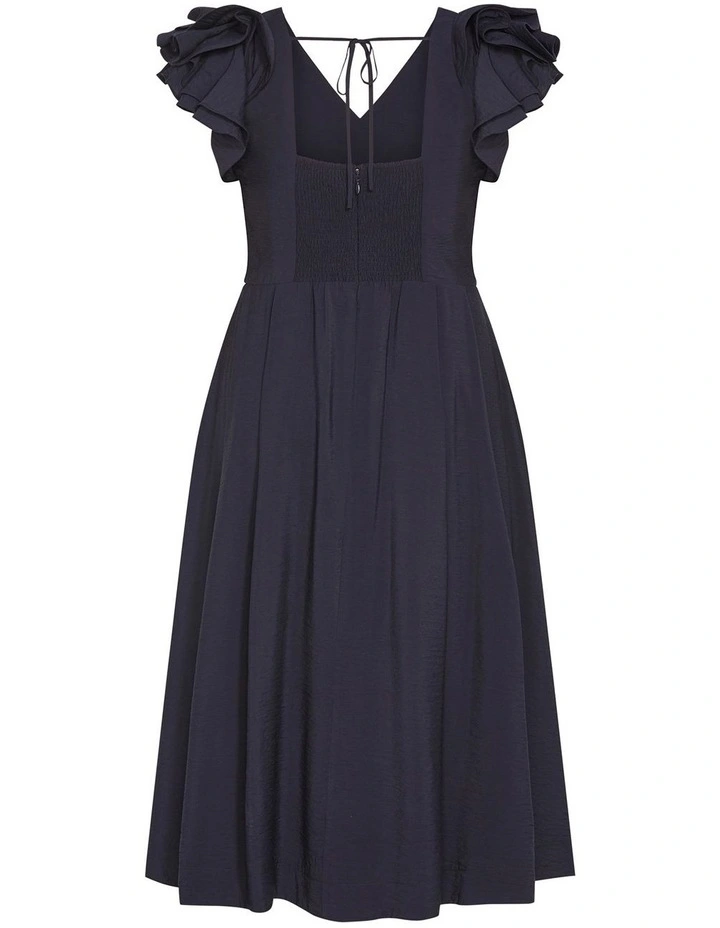 Carla Ruffle Midi Dress in Navy image 4