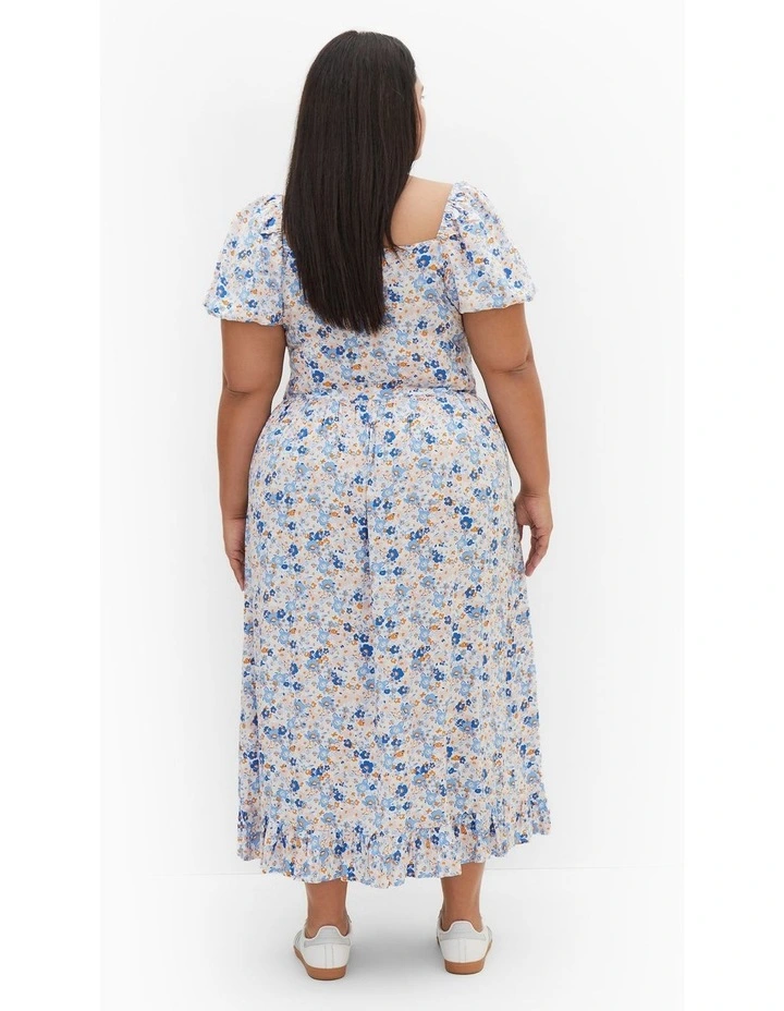 Emie Shirred Midi Dress in Blue image 2