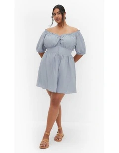 Mela Ruffle Mini Dress in Blue