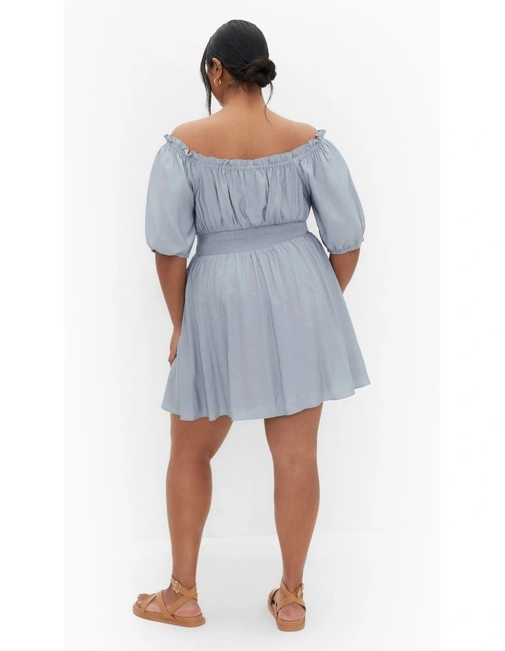 Mela Ruffle Mini Dress in Blue image 2