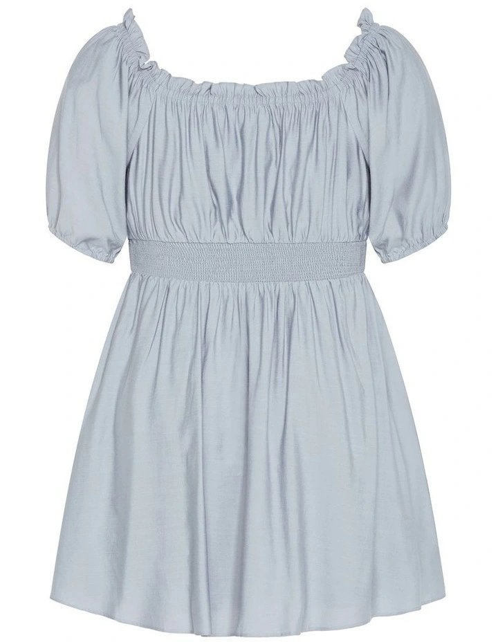 Mela Ruffle Mini Dress in Blue image 4