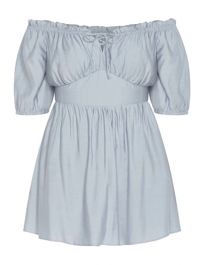Mela Ruffle Mini Dress in Blue image 5