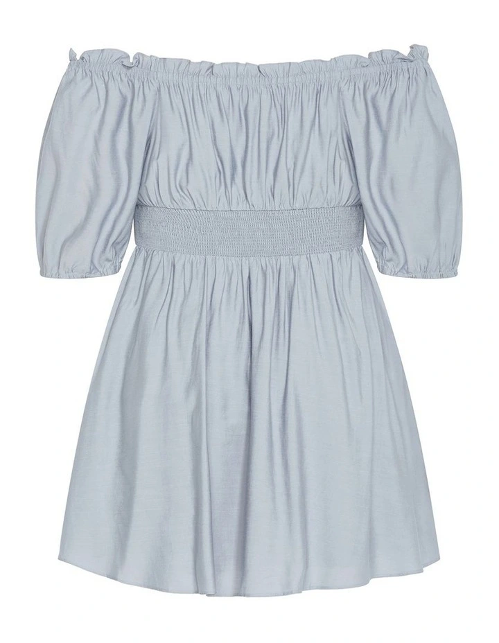 Mela Ruffle Mini Dress in Blue image 6