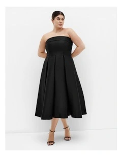 Tiffany Strapless Midi Dress in Black