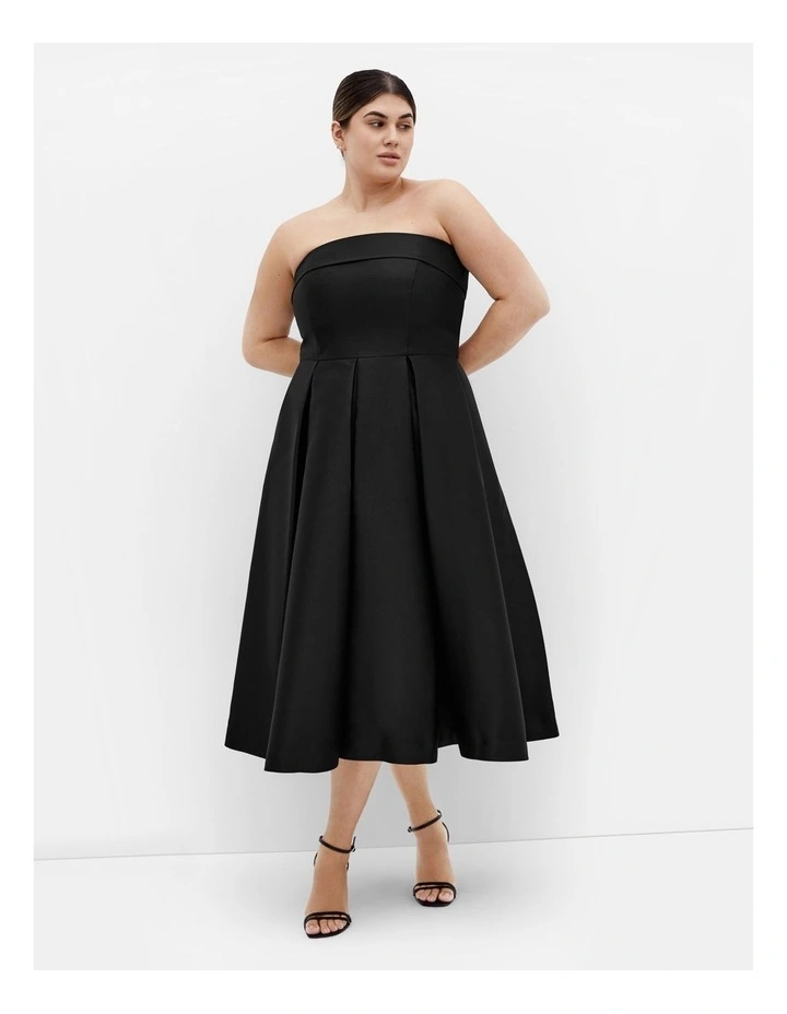 Tiffany Strapless Midi Dress in Black image 1