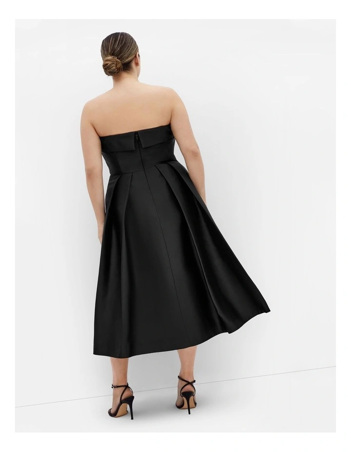 Tiffany Strapless Midi Dress in Black image 2