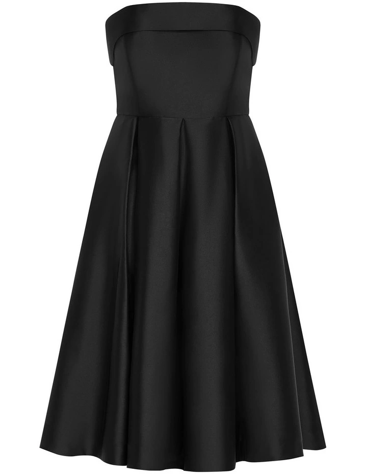 Tiffany Strapless Midi Dress in Black image 3