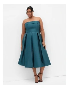 Tiffany Strapless Midi Dress in Green