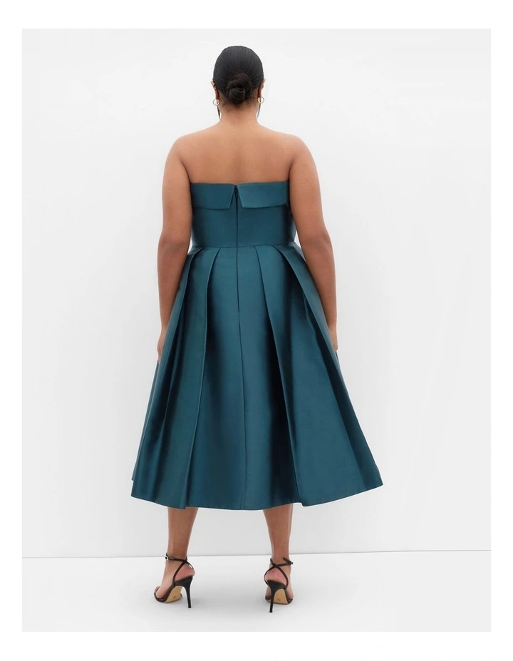 Tiffany Strapless Midi Dress in Green image 2