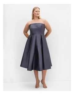 Tiffany Strapless Midi Dress in Slate