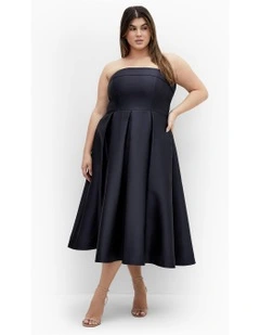 Tiffany Strapless Midi Dress in Navy