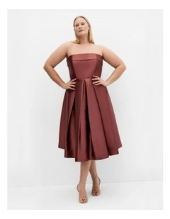 Tiffany Strapless Midi Dress in Sable