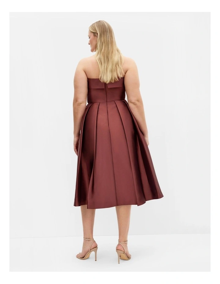 Tiffany Strapless Midi Dress in Sable image 2