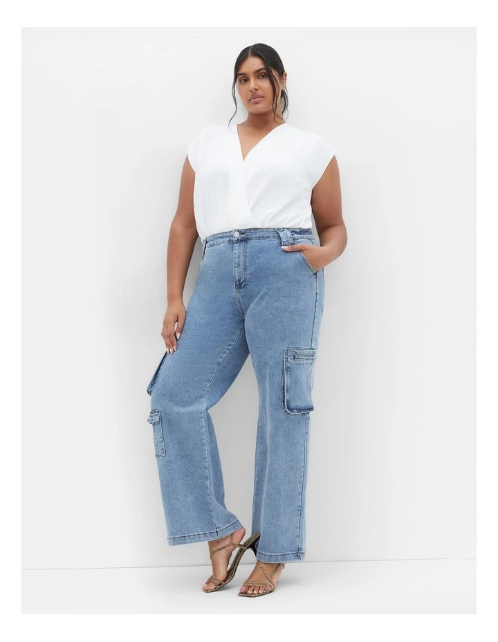 Karlee Pocket Wide Leg Jean in Blue image 1
