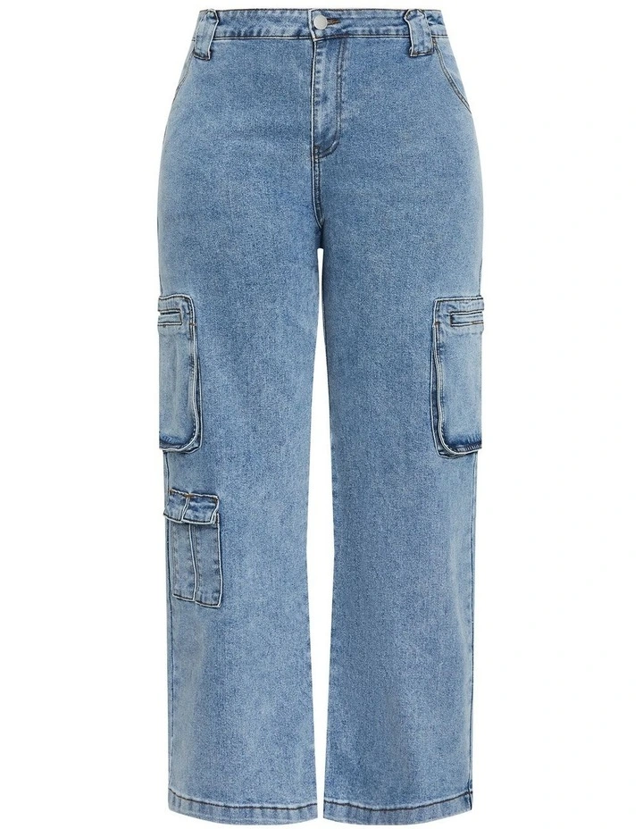 Karlee Pocket Wide Leg Jean in Blue image 3