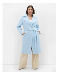 Riley Row Belted Coat in Blue