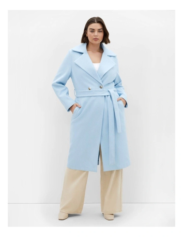 Riley Row Belted Coat in Blue image 1
