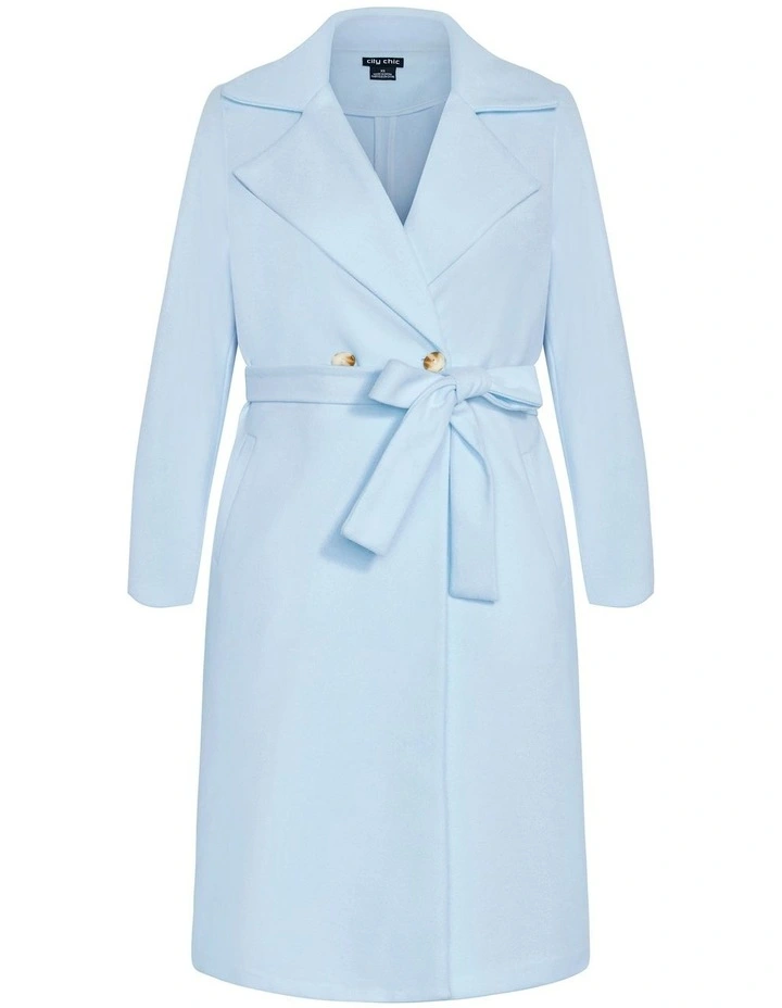 Riley Row Belted Coat in Blue image 3