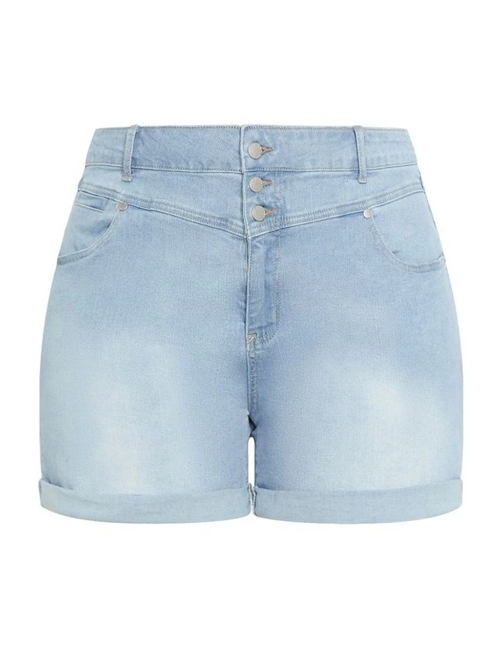 Clean Hi Waist Short in Blue image 3