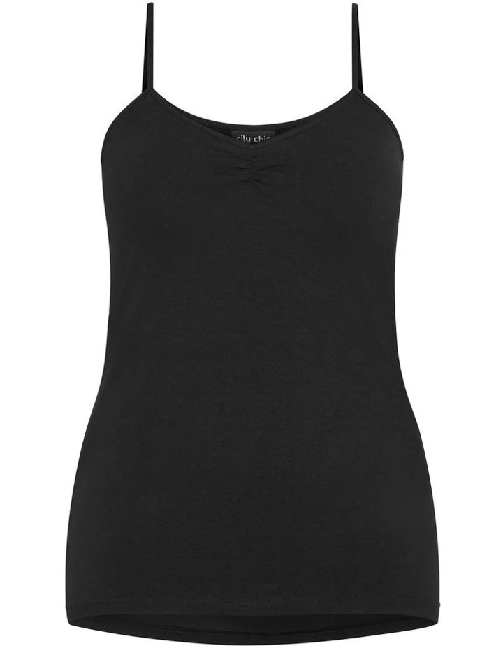 Gather Front Cami in Black image 1
