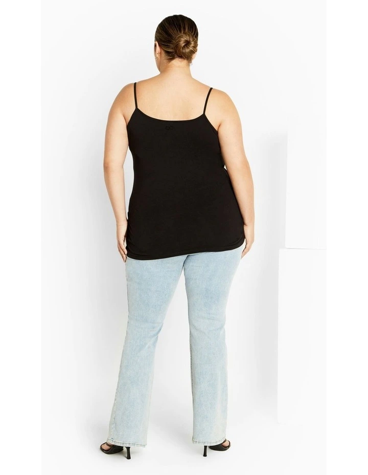 Gather Front Cami in Black image 3