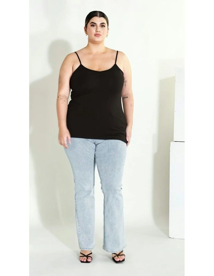 Gather Front Cami in Black image 5