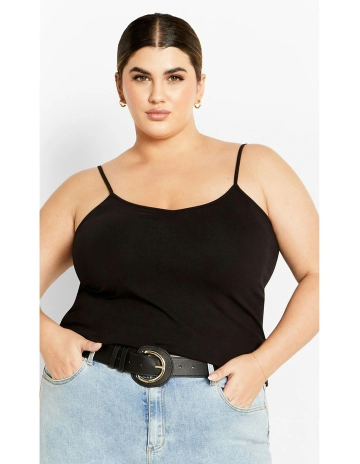 Gather Front Cami in Black image 6