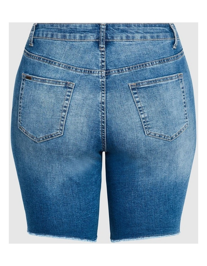 Distressed Longline Short in Blue image 4
