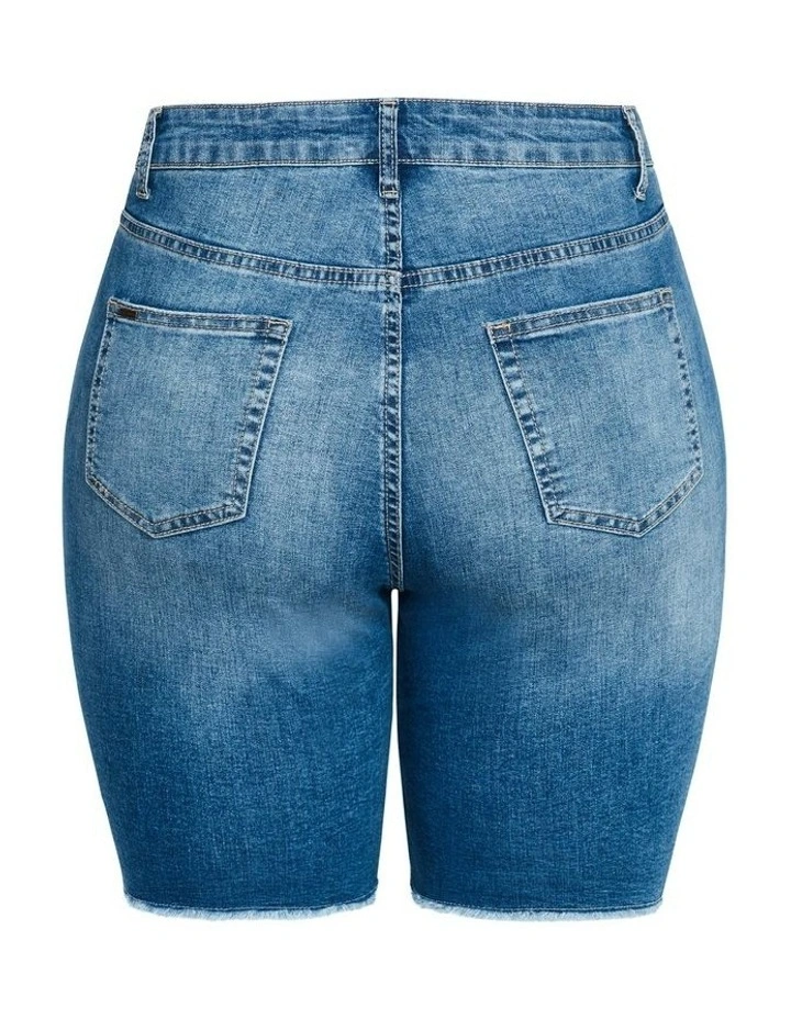 Distressed Longline Short in Blue image 6