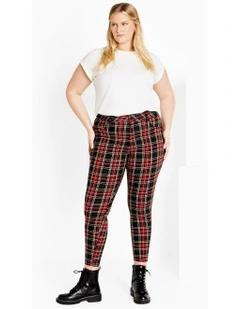 Harley Plaid Skinny Jean in Red