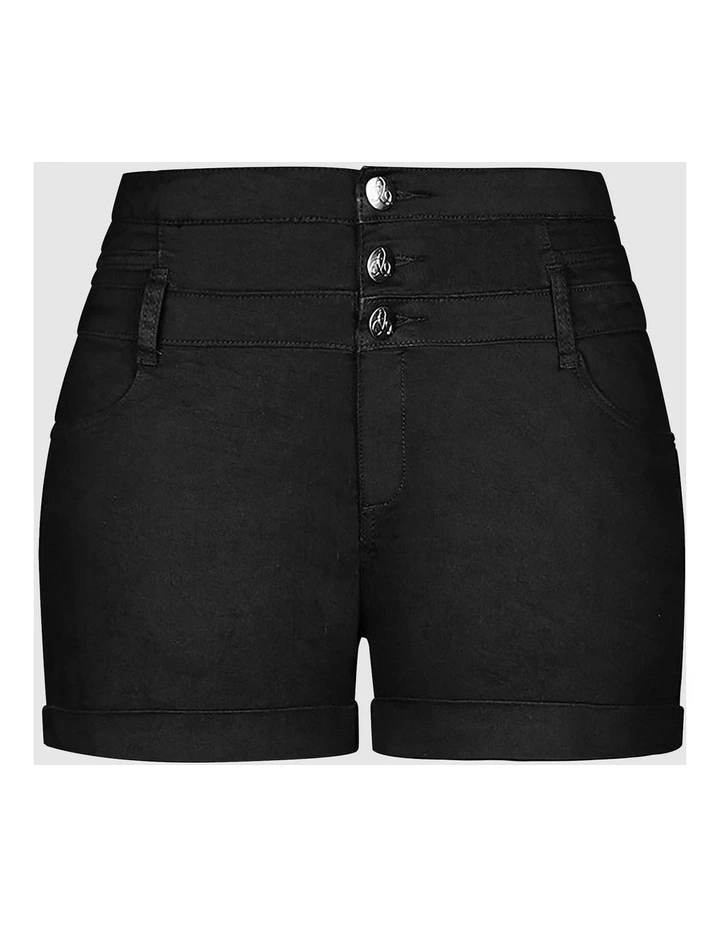 Short Hi Waist Short in Black image 3