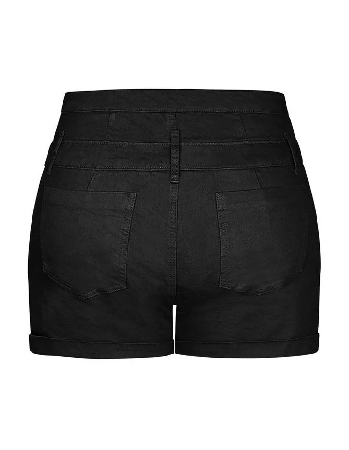 Short Hi Waist Short in Black image 6