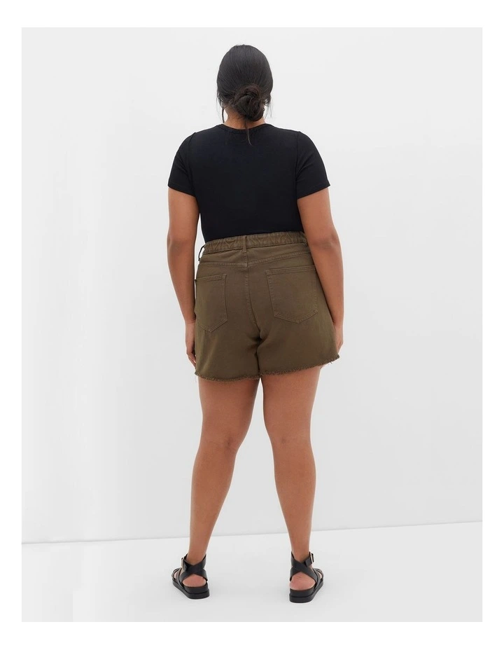 Rip Denim Short in Khaki image 2