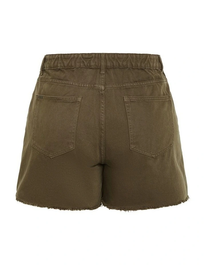Rip Denim Short in Khaki image 4
