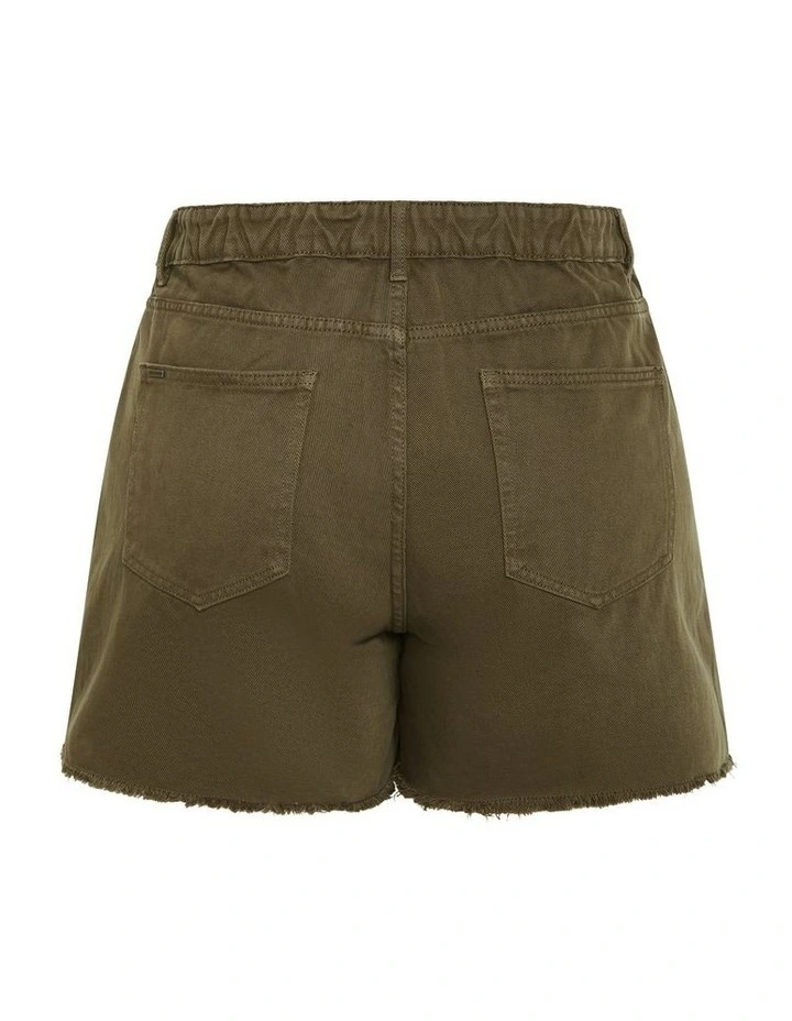 Rip Denim Short in Khaki image 7