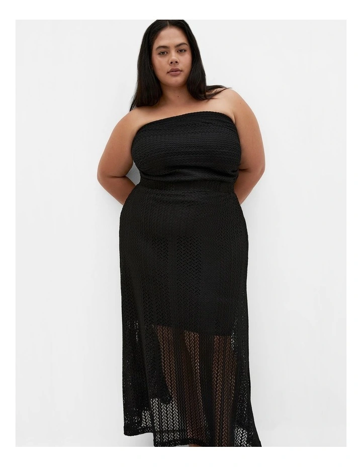 Crochet Maxi Skirt in Black image 1