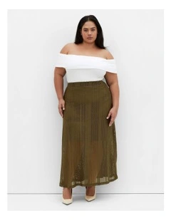Crochet Maxi Skirt in Khaki