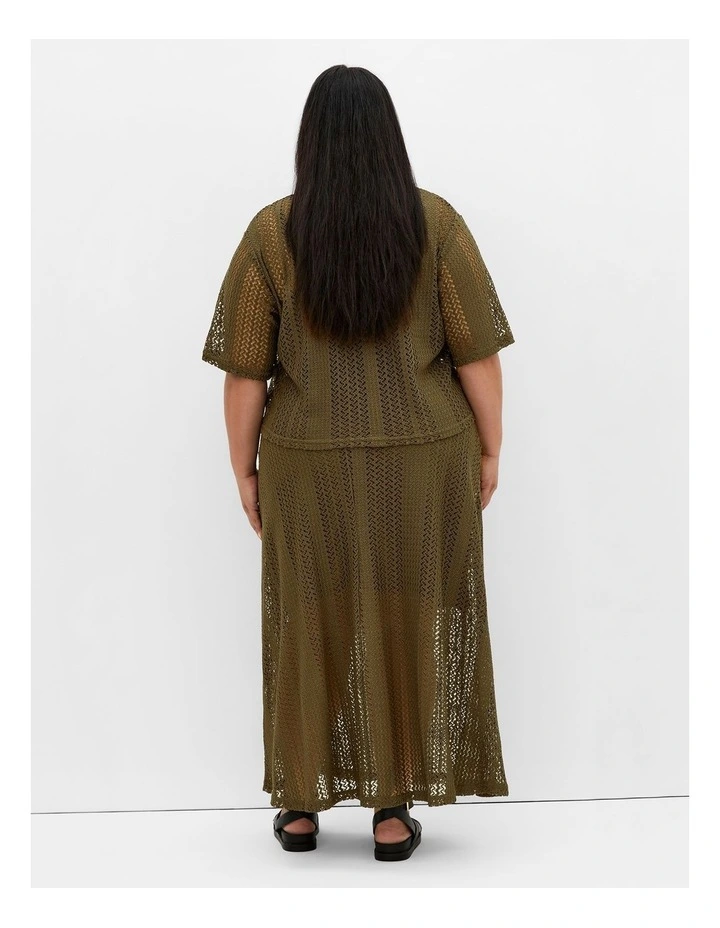 Crochet Maxi Skirt in Khaki image 4