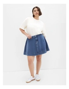Denim Flare Skirt in Blue