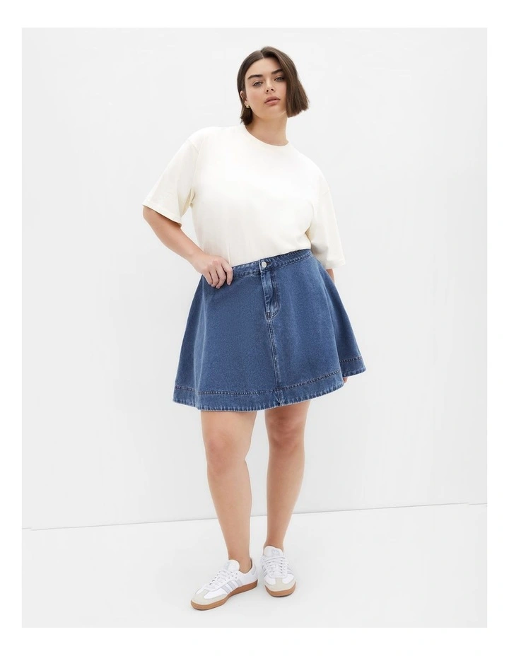 Denim Flare Skirt in Blue image 1