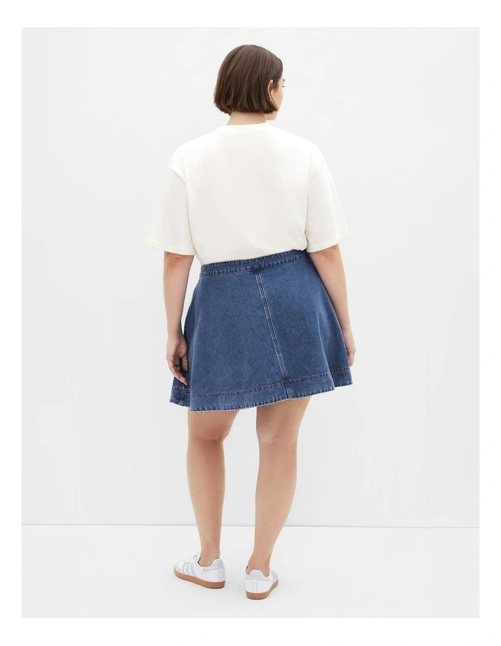 Denim Flare Skirt in Blue image 2